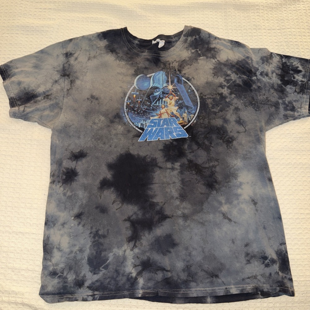 Vintage Style‎ Star Wars Tie Dye T-Shirt Men's Large Black Gray Graphic Tee